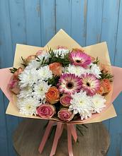 Букет цветов из:  Розы, Герберы и Хризантемы в Кущевской