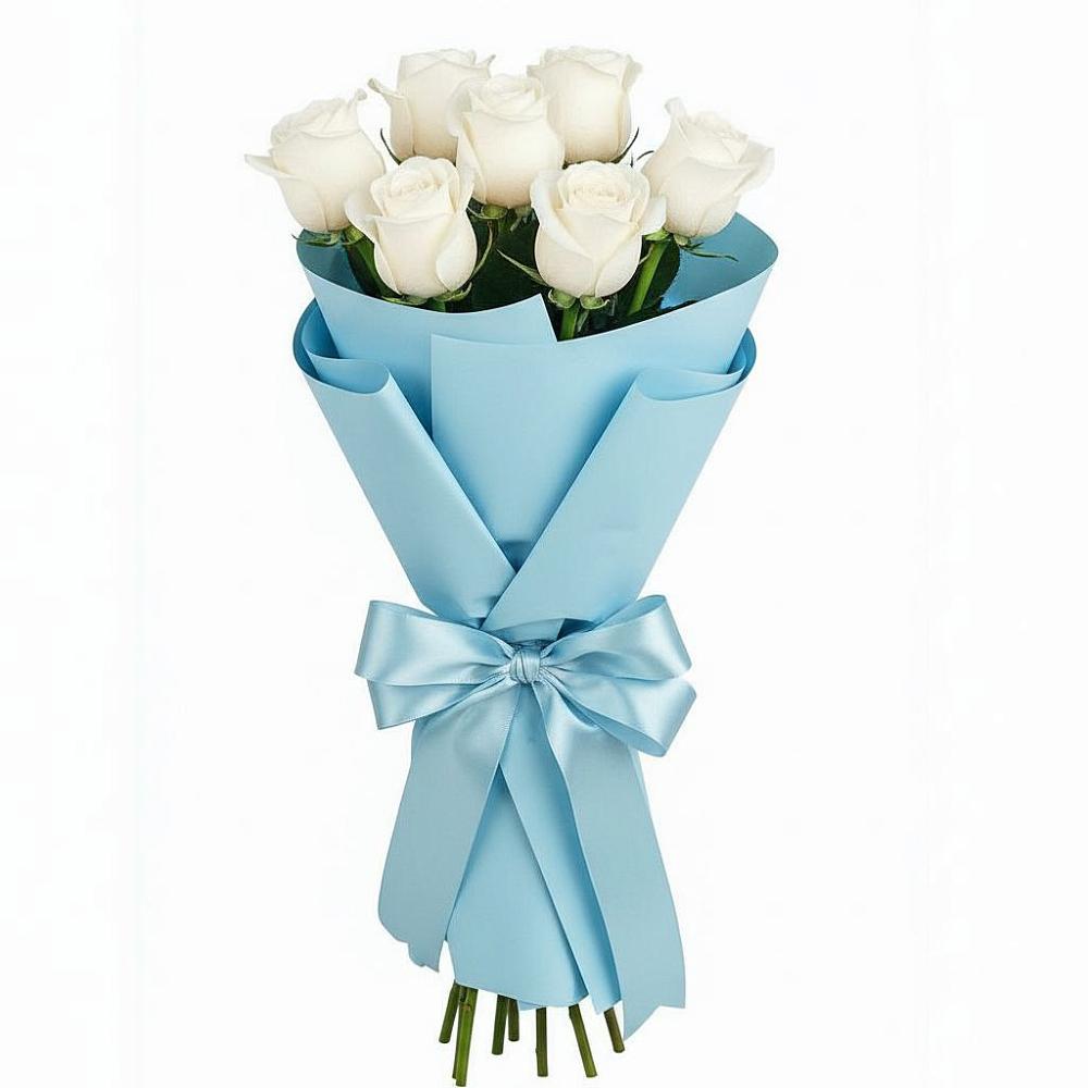Букет 7 белых роз Проуд в Кущевской