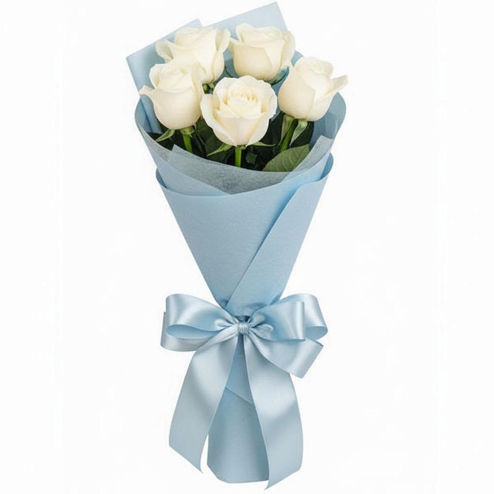 Букет 5 Белых роз Проуд в Кущевской