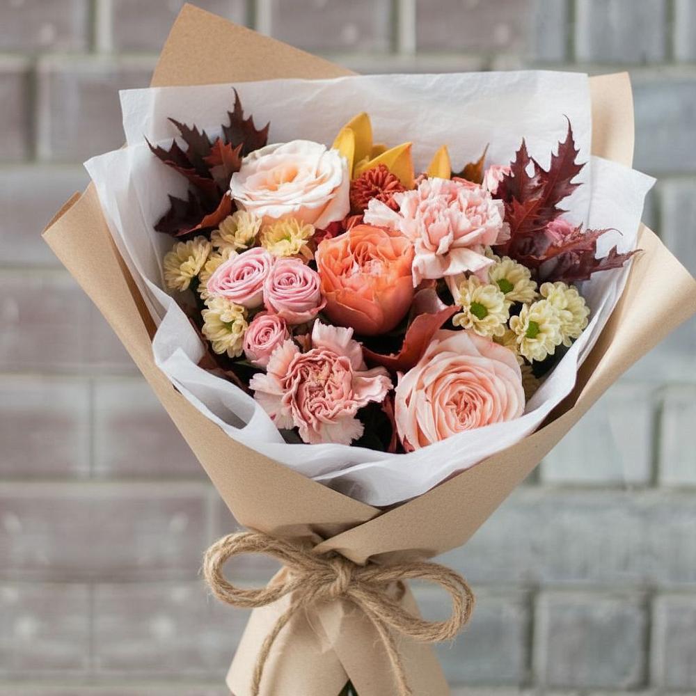 Букет цветов из: Гвоздики, Хризантемы и Розы в Кущевской