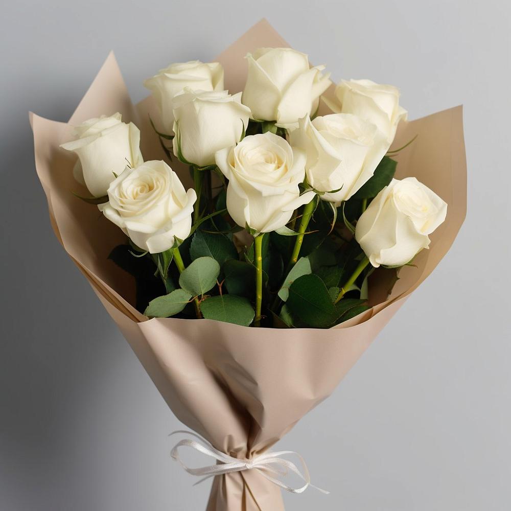 Букет 9 Белых роз Эдлесс Лав в Кущевской