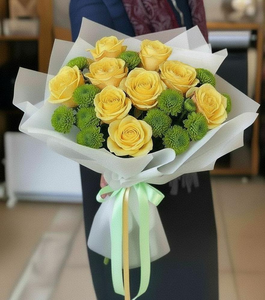 Букет цветов из: Хризантемы и Розы в Кущевской