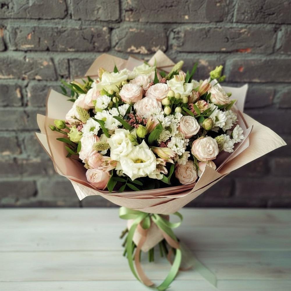 Букет цветов из: Альстромерии, Розы и Хризантемы в Кущевской