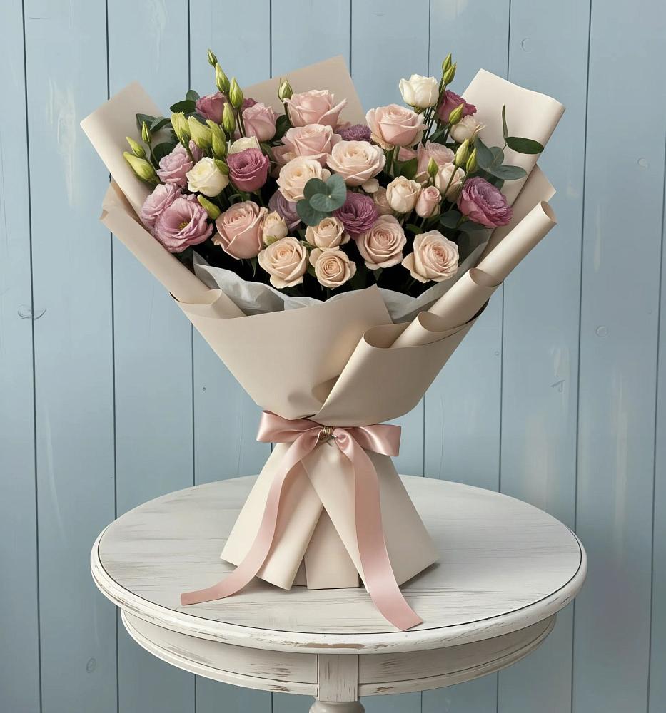 Букет цветов из: Розы и Лизиантусы в Кущевской