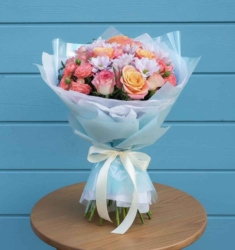 Букет цветов из: Хризантемы и Розы в Кущевской