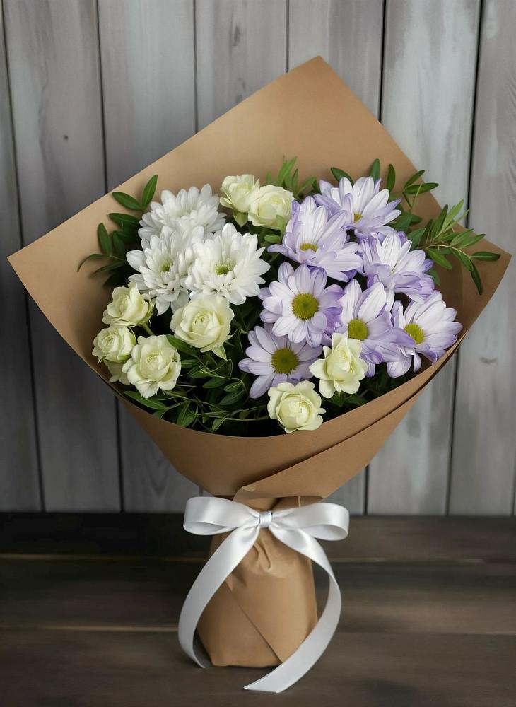 Букет цветов из: Хризантемы и Розы в Кущевской